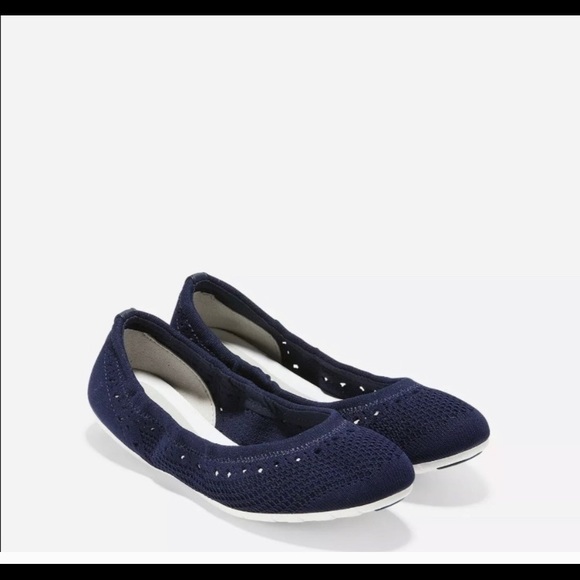 COLE HAAN Zero Grand Ballet Flats Stitchlite Navy - Picture 1 of 11